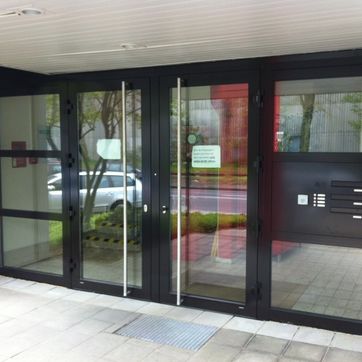 Weru-Villa-Haustüranlage in dunkelbronze eloxiert
