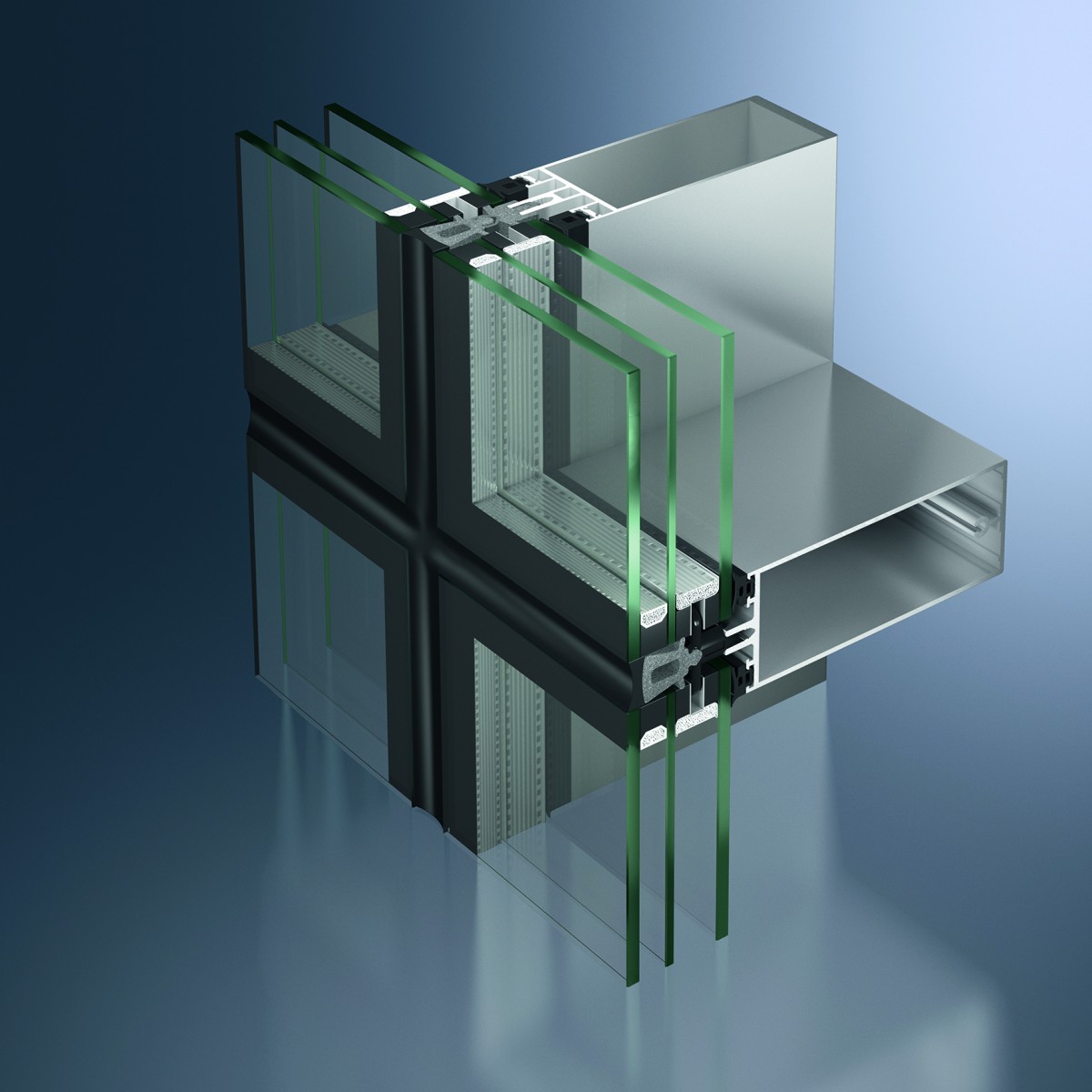 Aluminium Fassaden-System Fenster Querschnitt Element