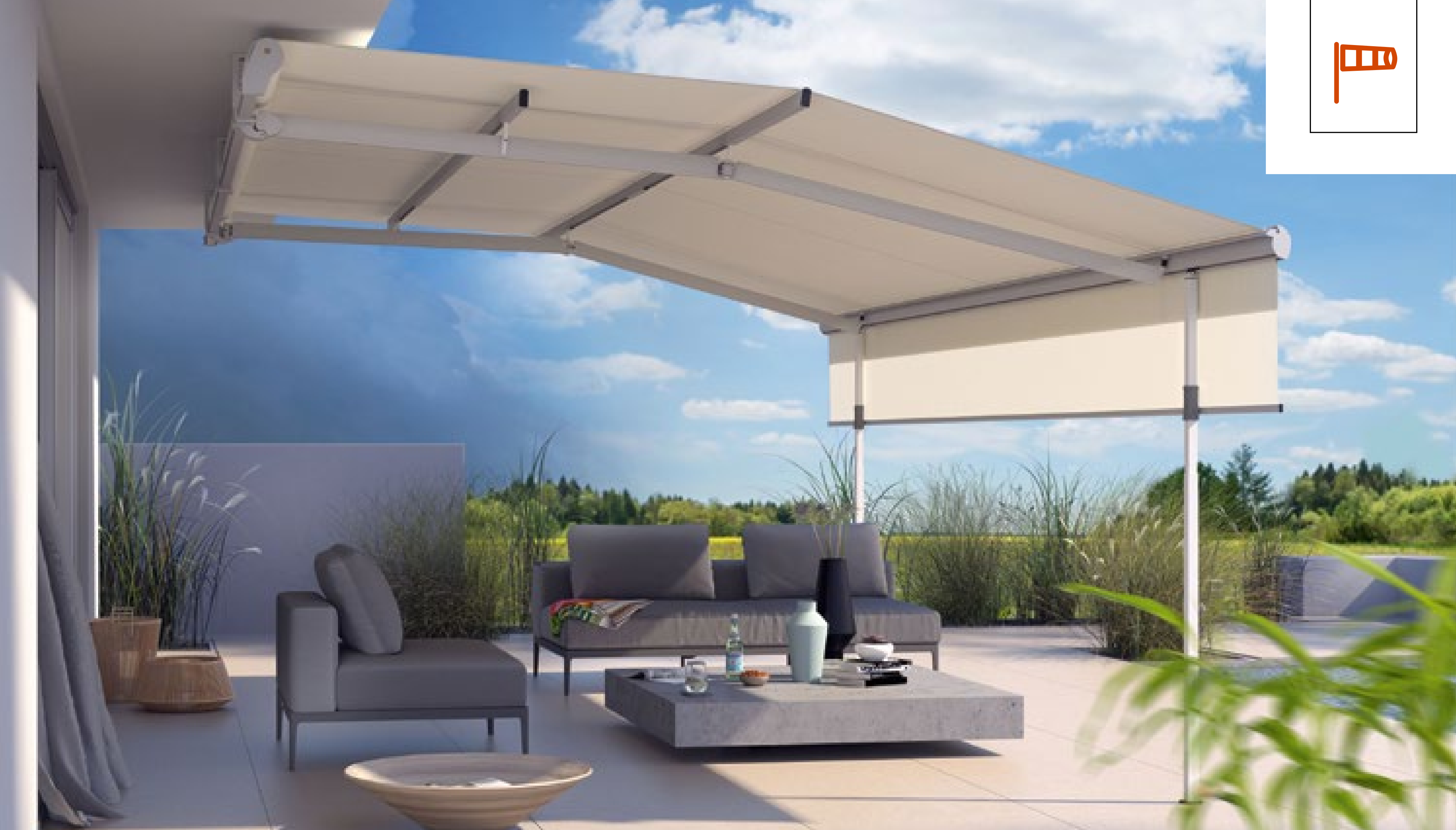 Windschutz Pfeiler Markise Sunrain