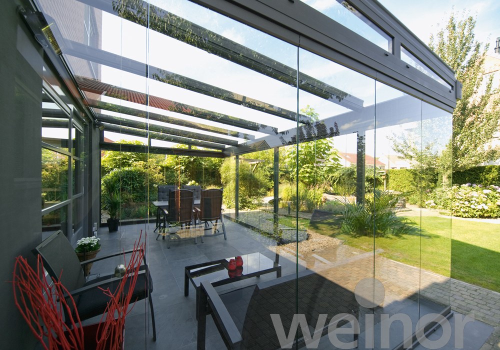 Weinor Terrassendächer Terrazza Glaswand Nahaufnahme