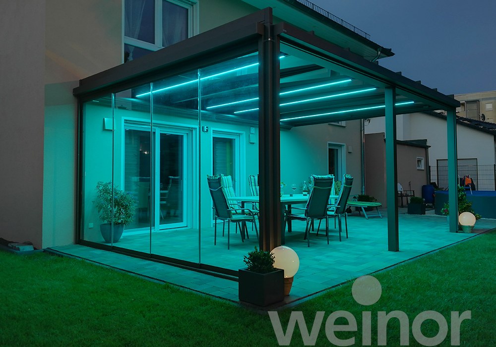 Weinor Terrassendach Terrazza Pure Garten LED mit Schiebetüren