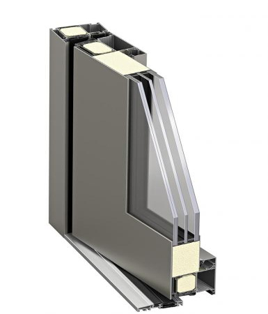Querschnitt einer Weru ATRIS Aluminium-Haustür mit Wärmedämmung und Sicherheitsglas