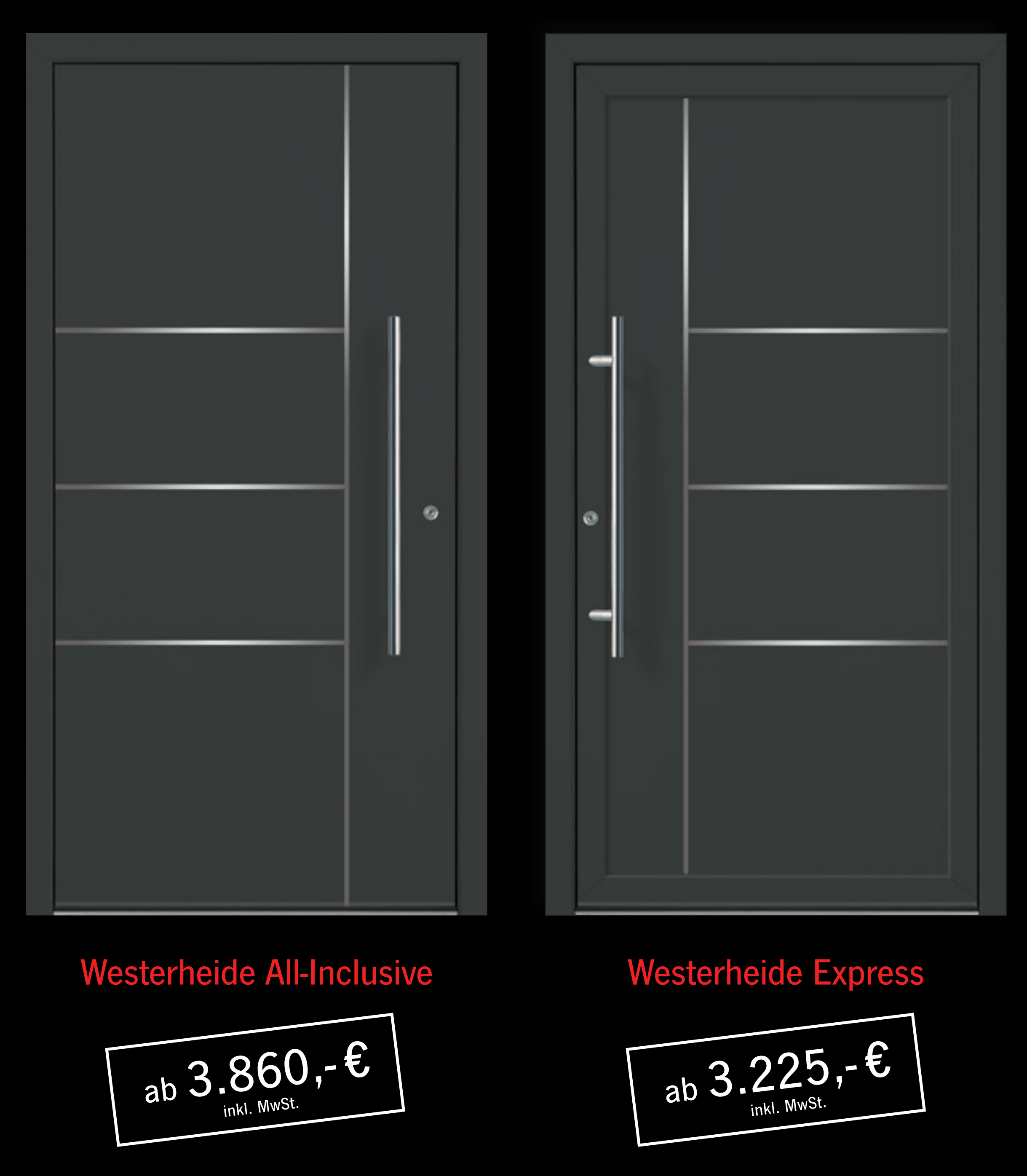 All Inclusive Aluminium Haust&uuml;re Groke Westerheide mit Seitenteil und Scheibe Glas
