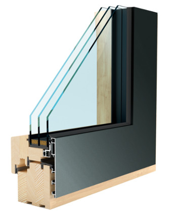 zwei m Holz-Aluminium-Fenster pure
